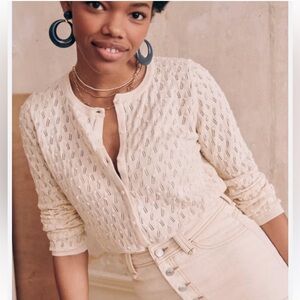Sezane Cream Cardigan Sweater